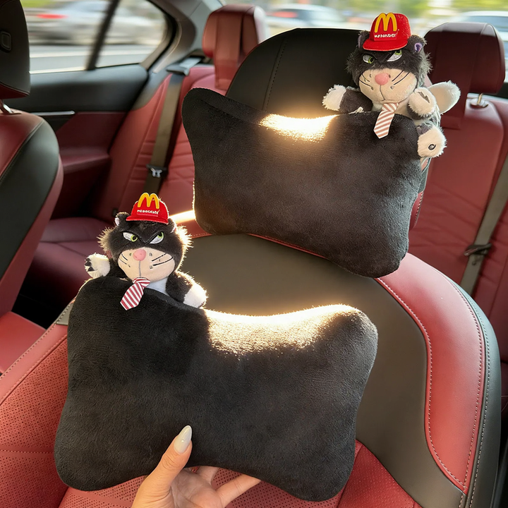 Car pillow cat design, plush, cartoon