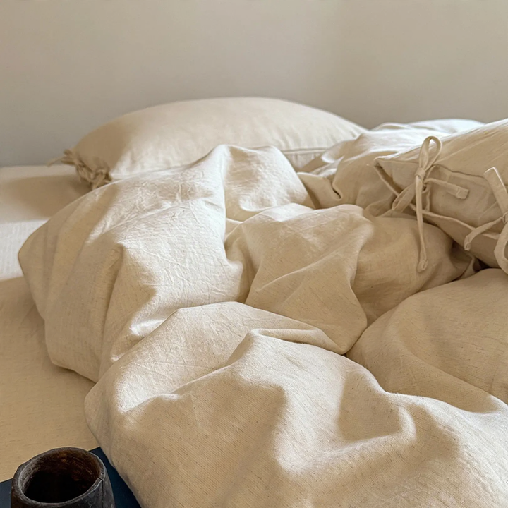 Cotton-linen bedding, 4-piece, undyed