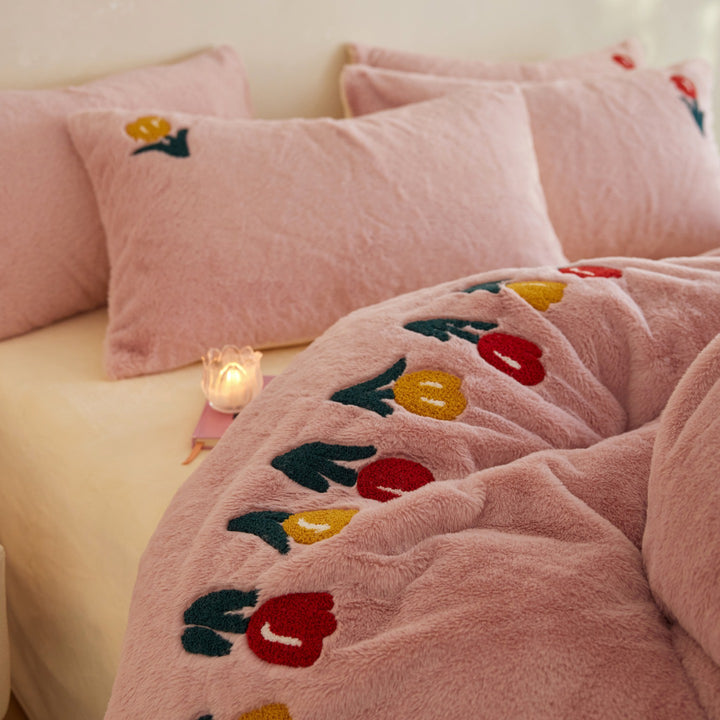 Milk fiber bedding, 4-piece, winter, floral pattern