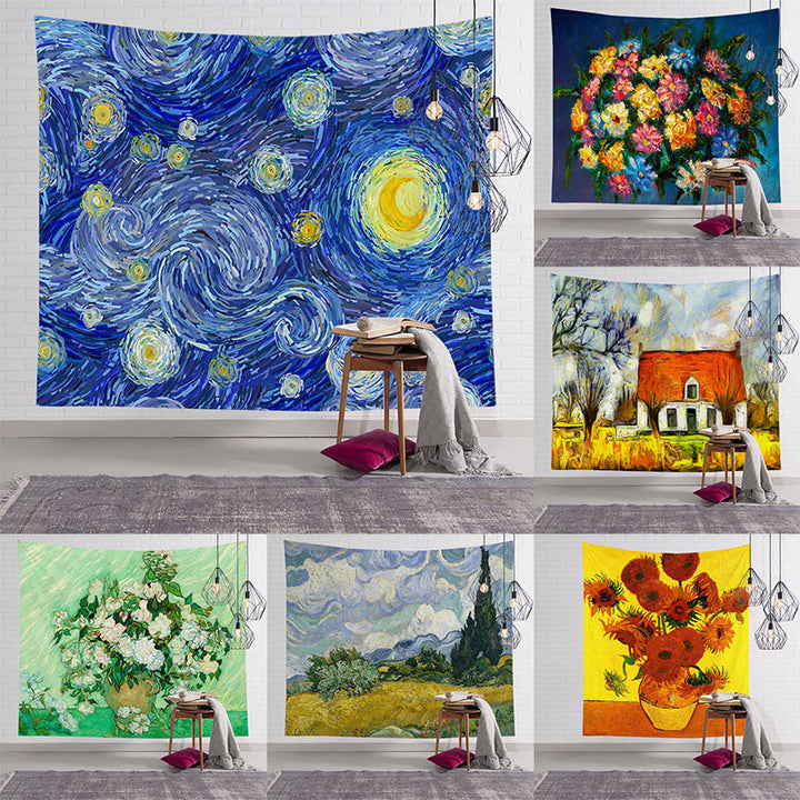 Large Decorative Starry Night Inspired Cotton Wall Tapestry