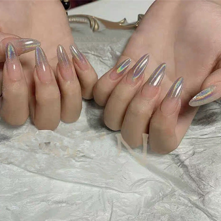Glitter nail art with holographic effects Bowlift