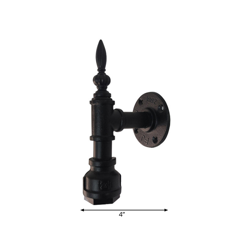 BowLift | Metallic Matte Black Wall Lighting Pipe Design 1 Light Vintage Style Wall Lamp for Bedroom