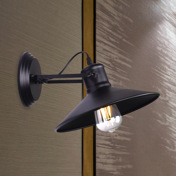 BowLift | Metallic Saucer Wall Light Antique Style 1-Bulb Hallway Wall Light Lamp in Black/Rust