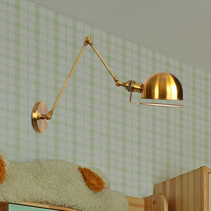 BowLift | 1 Light Swing Arm Wall Lighting Vintage Style Brass/Copper Metal Wall Mount Light with Bowl Shade