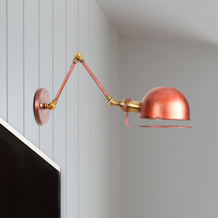 BowLift | 1 Light Swing Arm Wall Lighting Vintage Style Brass/Copper Metal Wall Mount Light with Bowl Shade