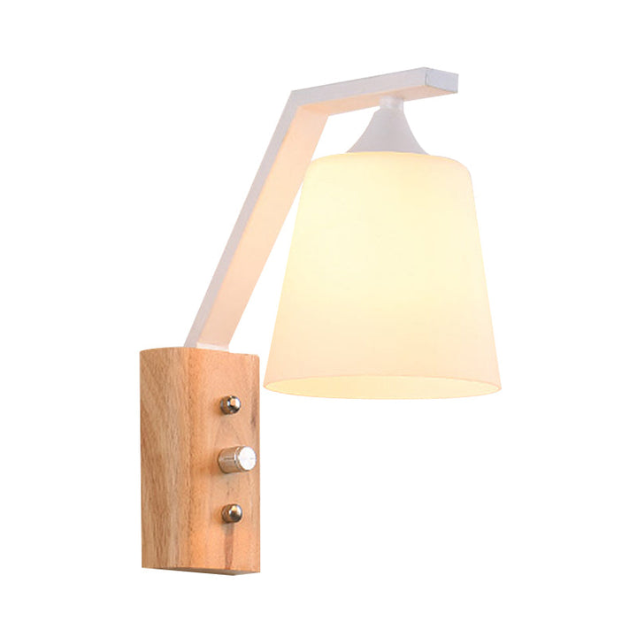 BowLift | Bucket Shade Stairwell Wall Lamp Opal Glass 1 Head Contemporary Wall Light