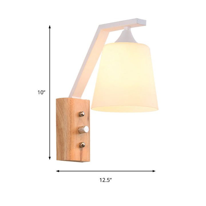 BowLift | Bucket Shade Stairwell Wall Lamp Opal Glass 1 Head Contemporary Wall Light