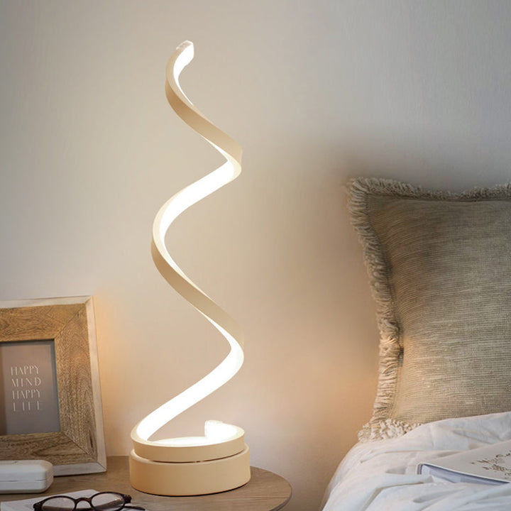 SpiraLuxe – Modern LED Table Lamp with Spiral Design Bowlift