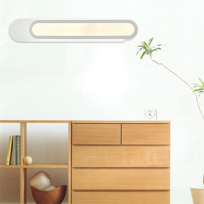 BowLift | LED Bathroom Mirror Light with Oblong Acrylic Shade White Wall Sconces in Warm/White Light, 12"/18"/20" Wide