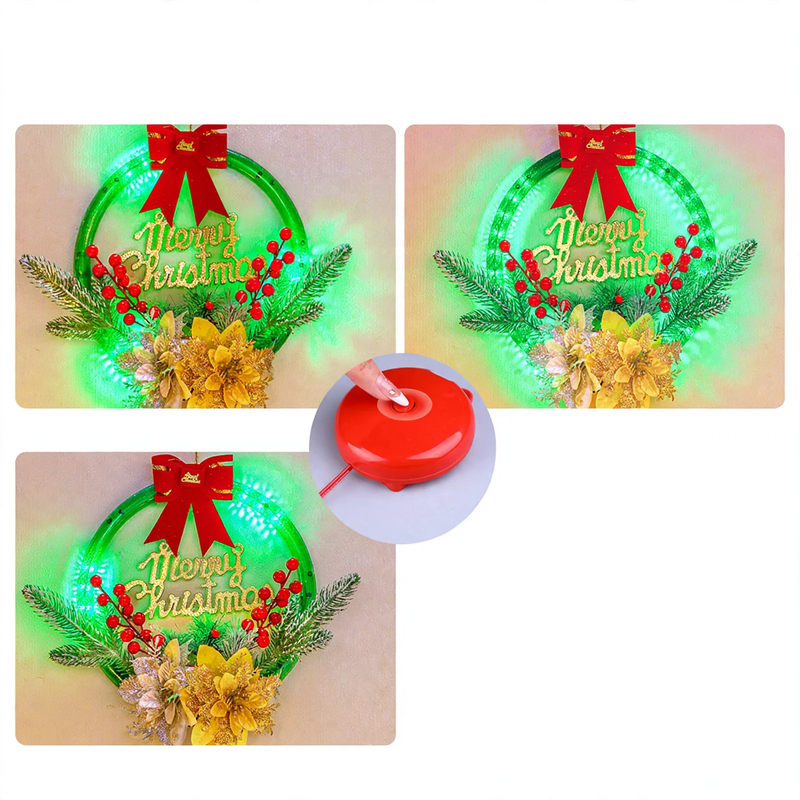 Glowing Christmas wreath with Merry Christmas lettering
