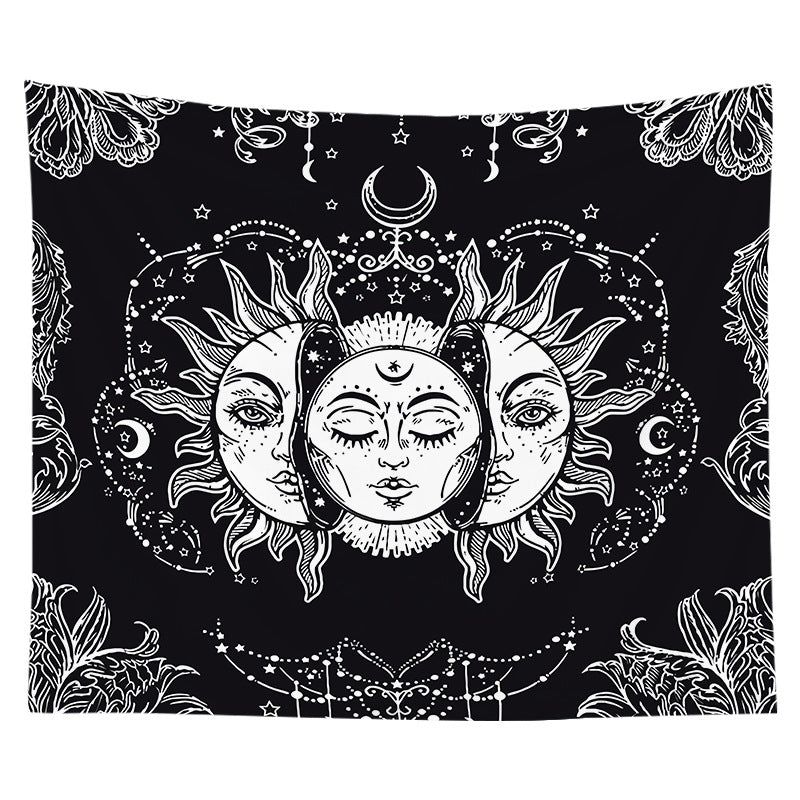 Mystical Celestial Wall Tapestry with Esoteric Hand and All-Seeing Eye Print
