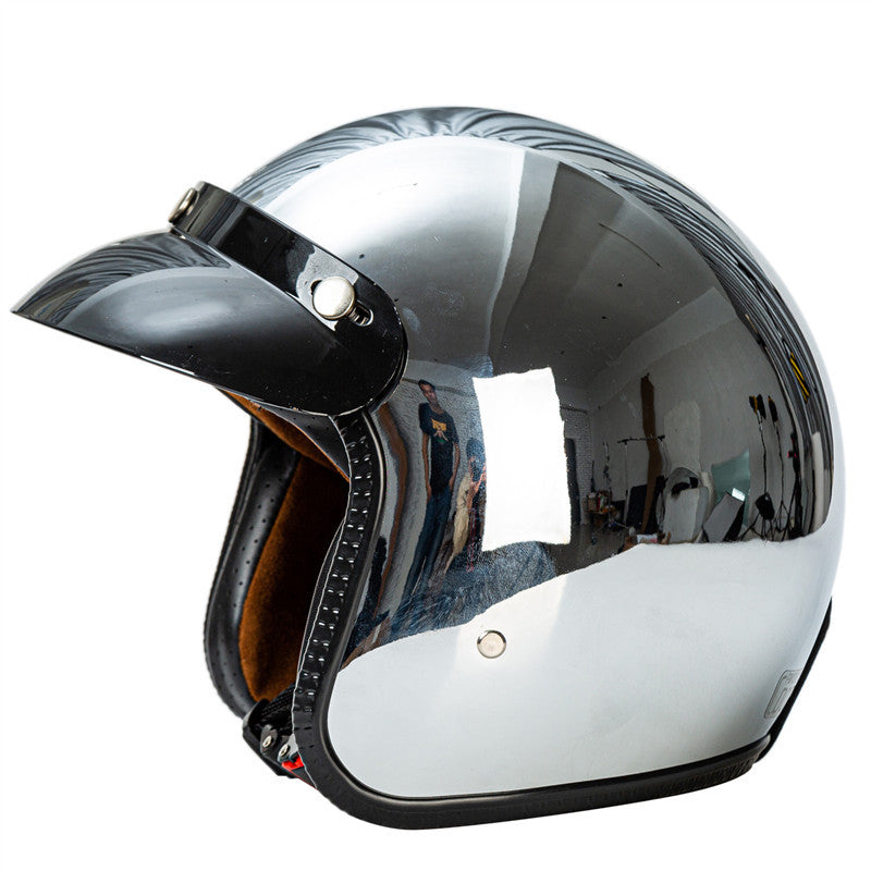 Retro Chrome Motorcycle Helmet Bowlift