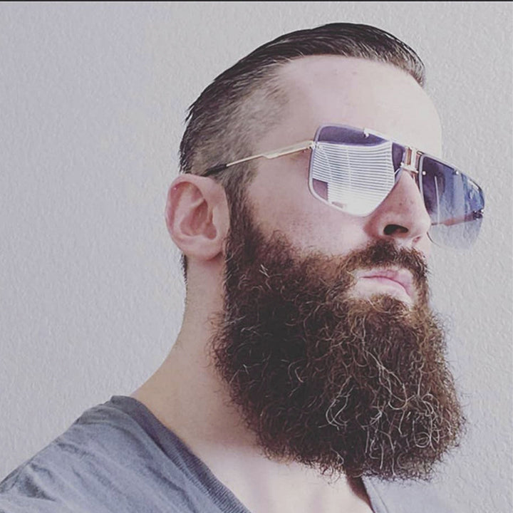 Oversized Rimless Gradient Square Aviator Sunglasses with Double Bridge Bowlift