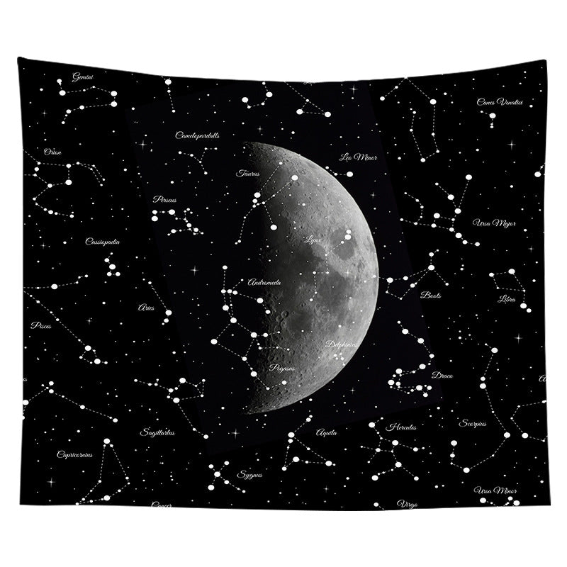 Mystical Celestial Wall Tapestry with Esoteric Hand and All-Seeing Eye Print