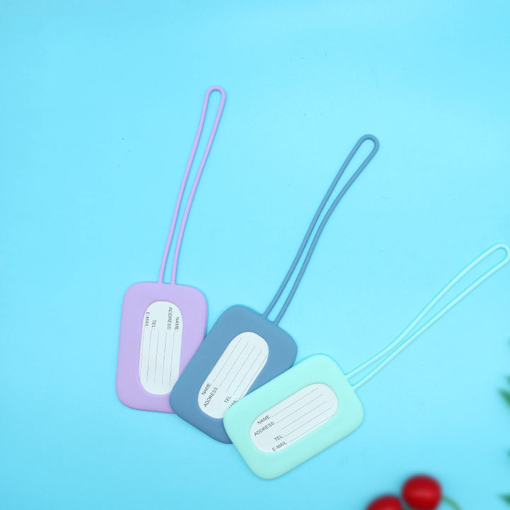 silicone luggage tag with ID window and elastic strap Bowlift