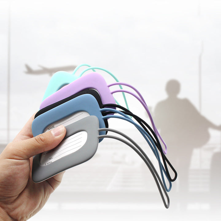 silicone luggage tag with ID window and elastic strap Bowlift