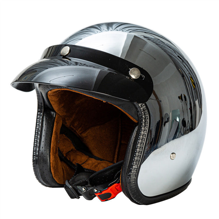 Retro Chrome Motorcycle Helmet Bowlift