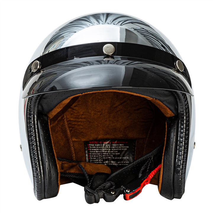 Retro Chrome Motorcycle Helmet Bowlift