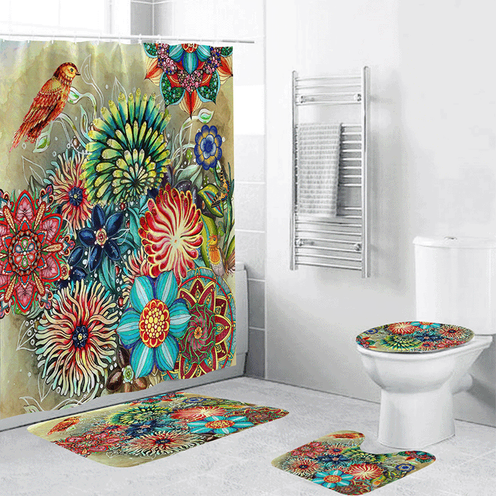 Floral Pattern Bathroom Set Bowlift