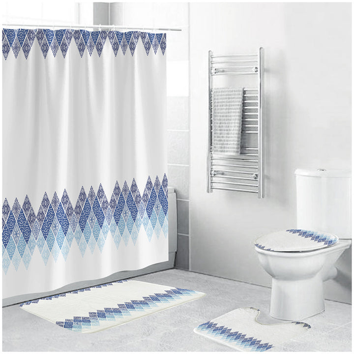 Geometric Patterned Shower Curtain Set Bowlift