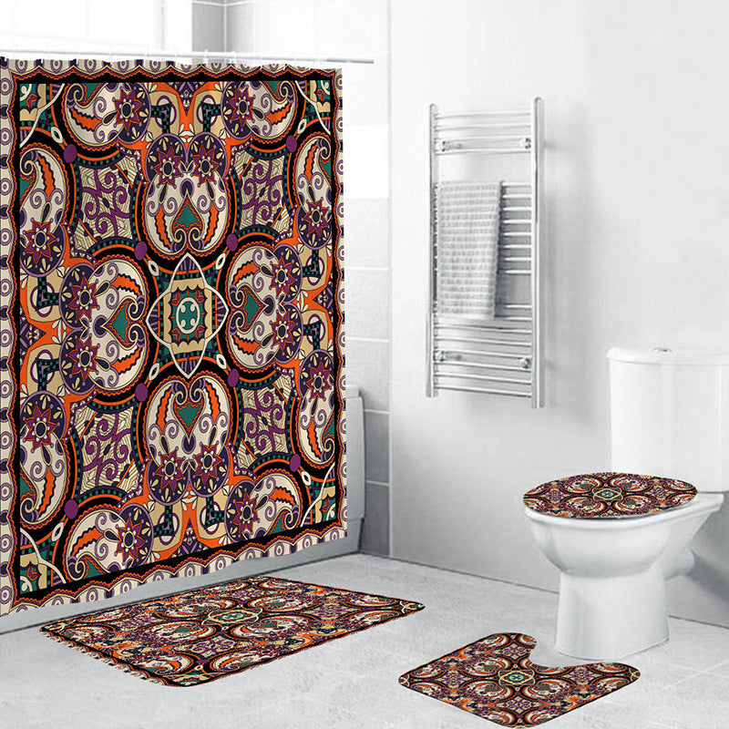 Geometric Patterned Shower Curtain Set Bowlift
