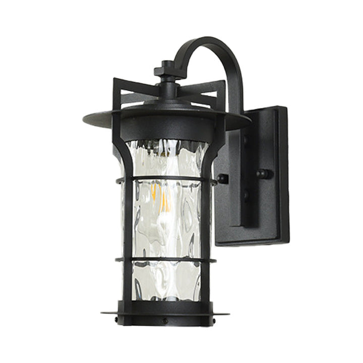 BowLift | Clear Glass Black Wall Light Square/Rectangle 1-Light Coastal Wall Lamp Fixture with Iron Cage