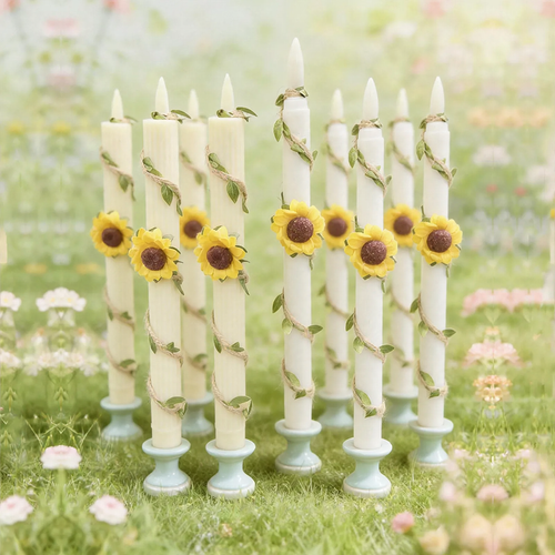 LED Sunflower Candle with Sisal Rope Decoration