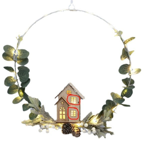 Christmas wooden wreath with LED lighting