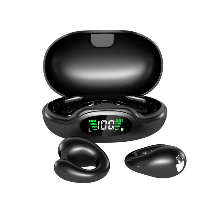 Bluetooth earbuds with clip attachment and display