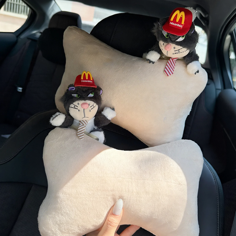 Car pillow cat design, plush, cartoon