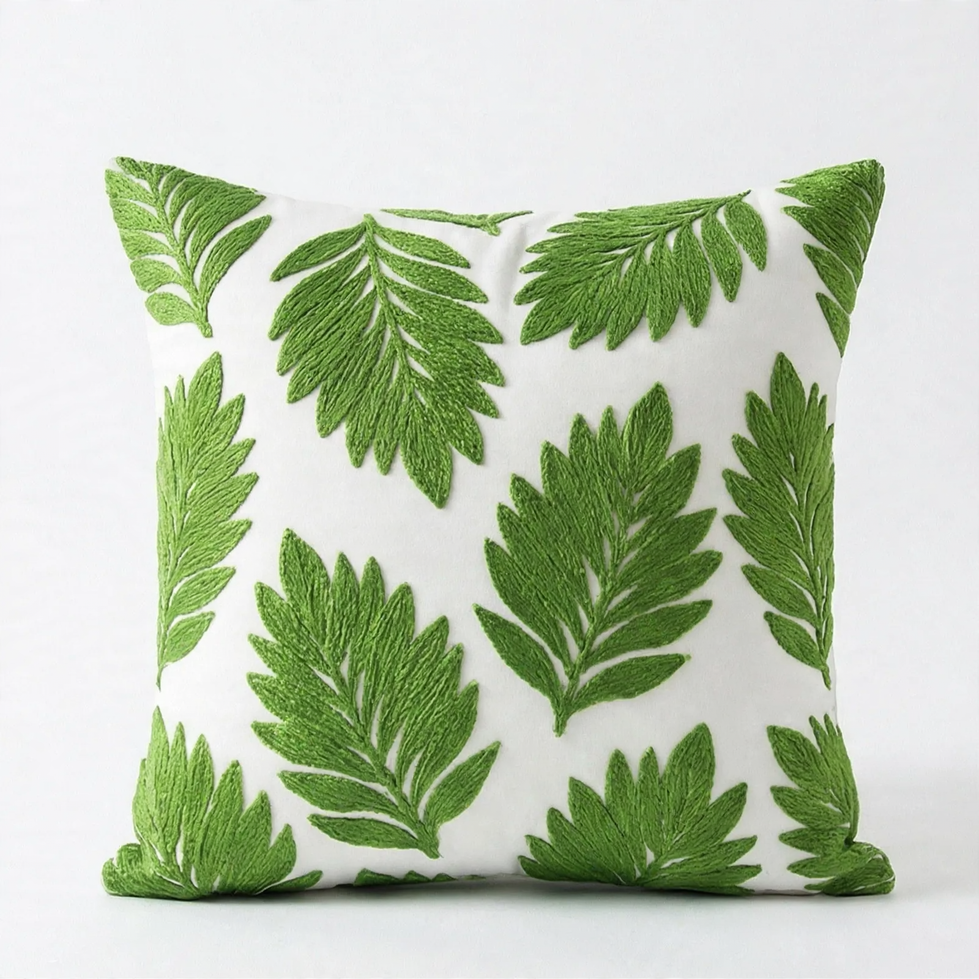 Embroidered cushion cover, 45×45 cm, flower motif