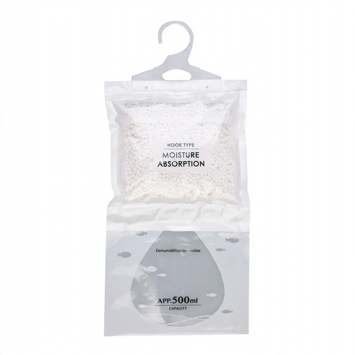 Hanging dehumidifier bag for wardrobes