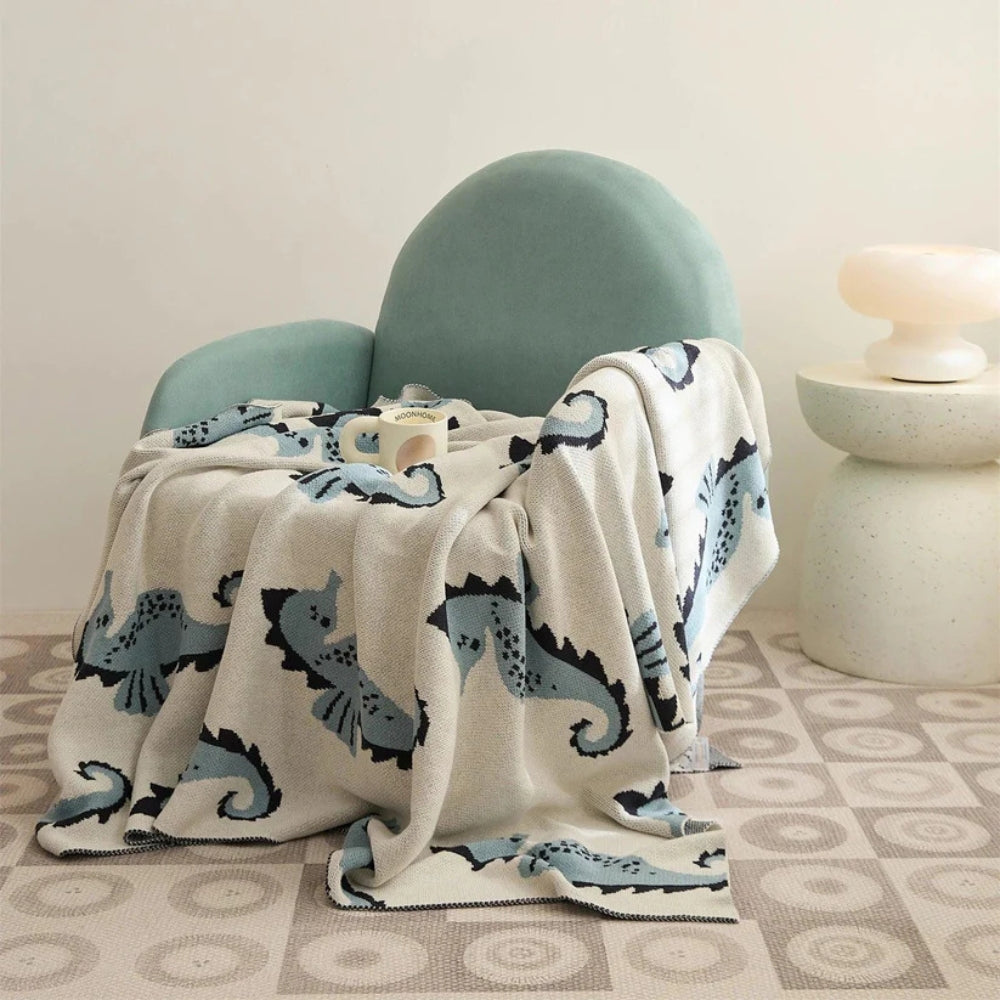 BowLift | Nautical Seahorse Throw Blanket