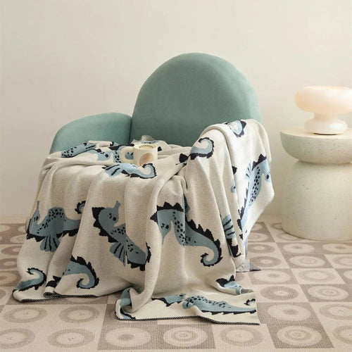 BowLift | Nautical Seahorse Throw Blanket