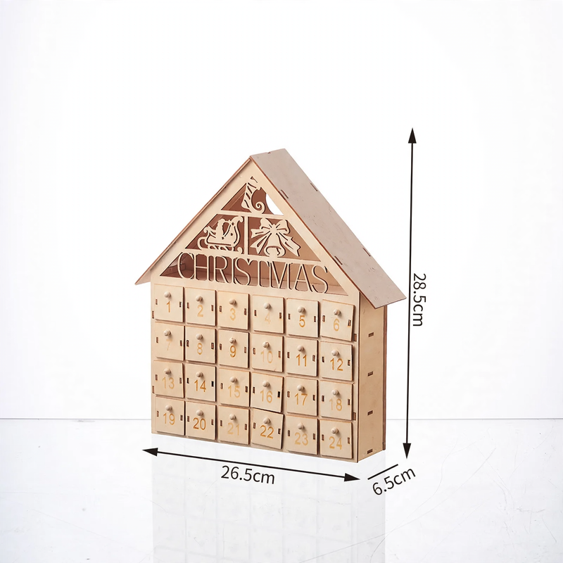 Illuminated wooden advent calendar with LED