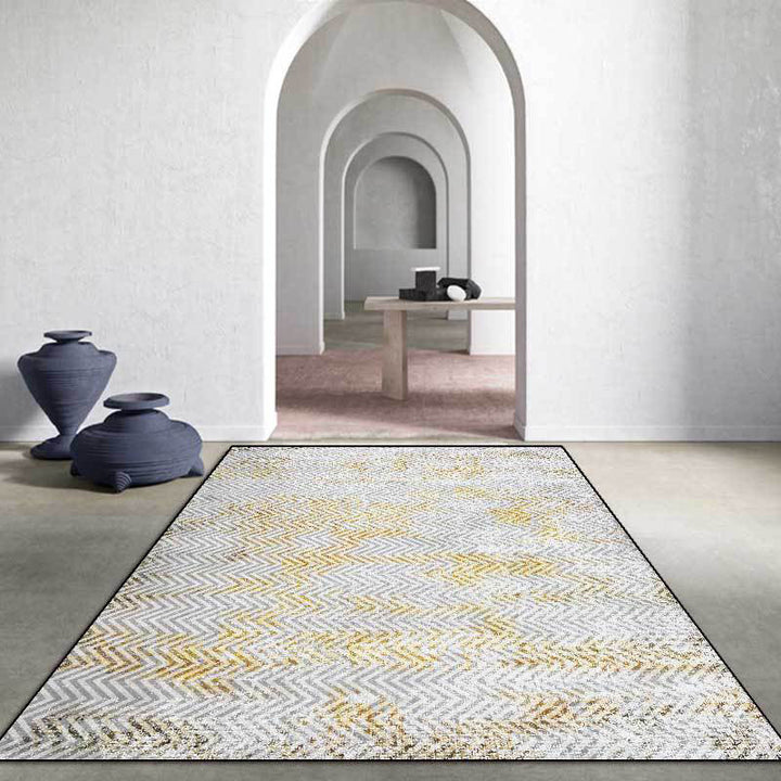 Gray Bedroom Rug Modern Abstract Chevron Stripe Pattern Rug Polyester Washable Rug | Bowlift