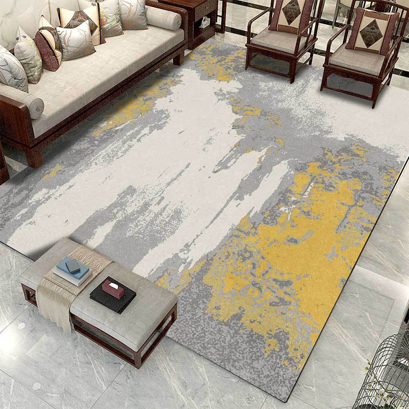 Gray Decorative Rug Modern Abstract Color Block Pattern Area Rug Polyester Washable Rug | Bowlift