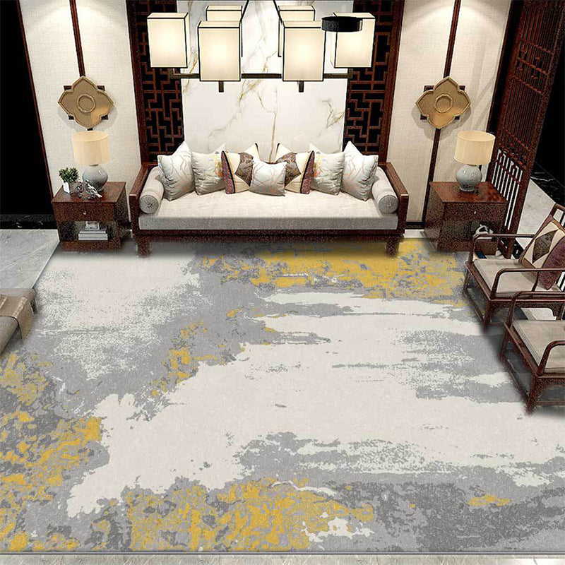 Gray Decorative Rug Modern Abstract Color Block Pattern Area Rug Polyester Washable Rug | Bowlift