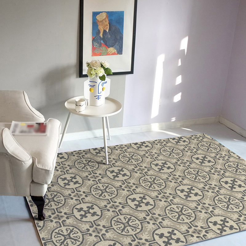 BowLift | Moroccan Circle Pattern Rug in Brown Polyester Floor Mat Anti-Slip Area Rug for Home Decor