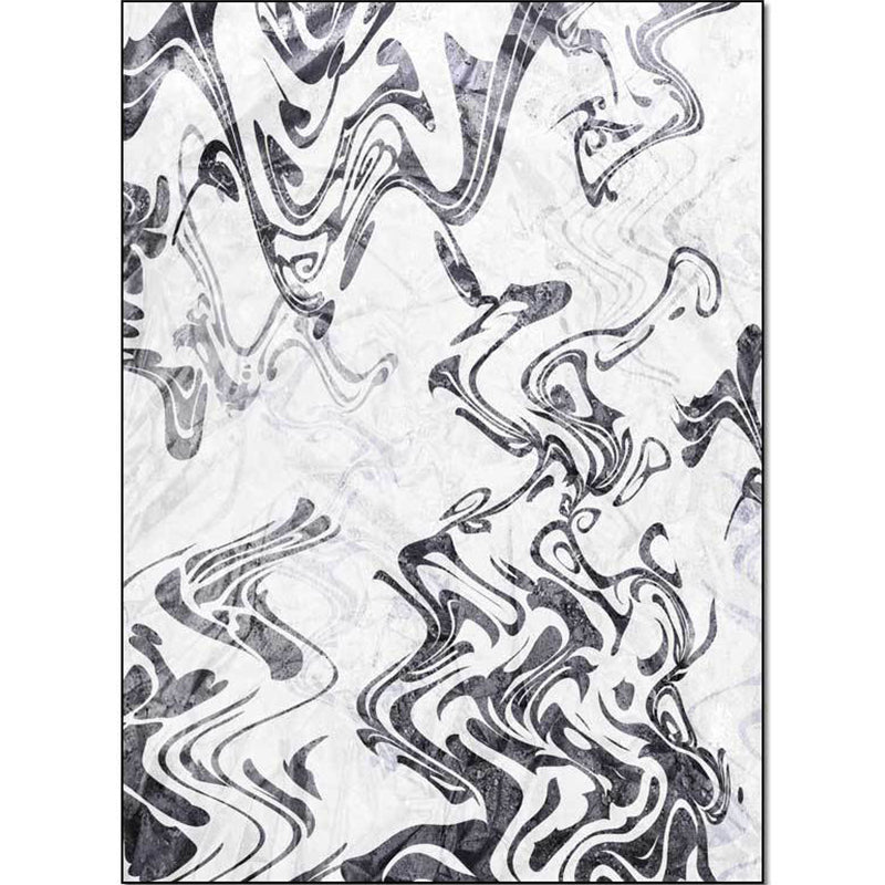 White Bedroom Carpet Modern Abstract Curved Line Pattern Area Rug Polyester Washable Rug | Bowlift