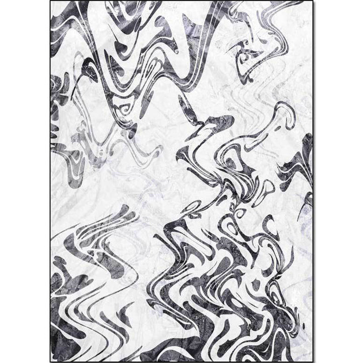 White Bedroom Carpet Modern Abstract Curved Line Pattern Area Rug Polyester Washable Rug | Bowlift