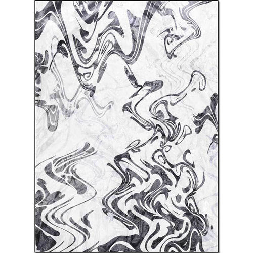 White Bedroom Carpet Modern Abstract Curved Line Pattern Area Rug Polyester Washable Rug | Bowlift