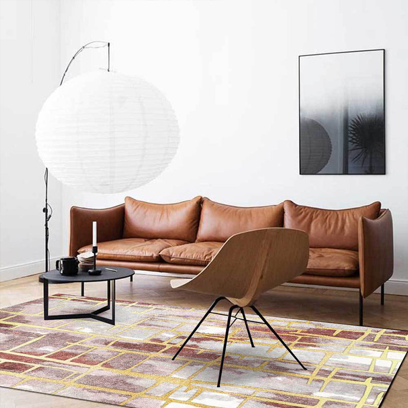 Pink Decorative Rug Modern Abstract Striped Pattern Rug Polyester Washable Rug | Bowlift