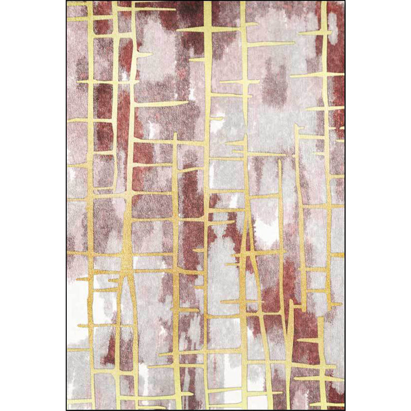 Pink Decorative Rug Modern Abstract Striped Pattern Rug Polyester Washable Rug | Bowlift