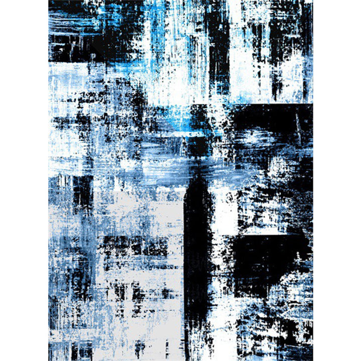 Blue decorative carpet modern abstract pigment pattern area rug polyester washable rug | Bowlift