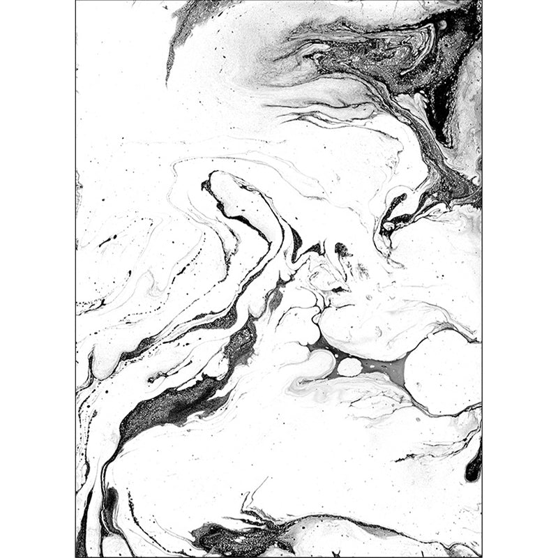 White bedroom rug Modern abstract ink painting pattern rug Polyester washable rug | Bowlift