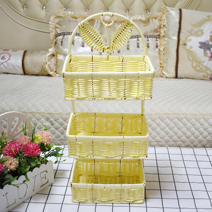 Two-Tiered Woven Storage Basket Bowlift
