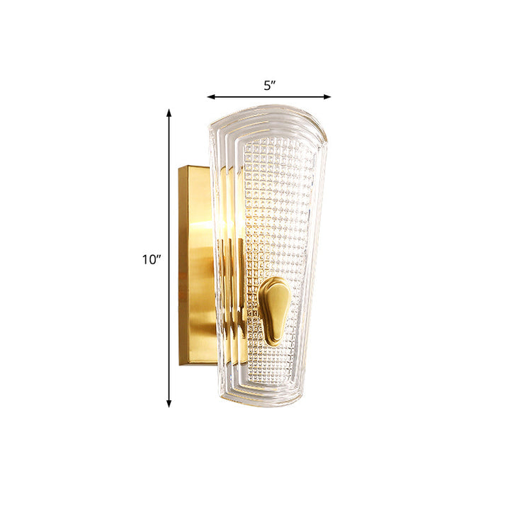 BowLift | Rectangular Back Plate Metal Wall Lamp Modern Gold 1/2-Head Wall Light with Clear Prismatic Glass Shade