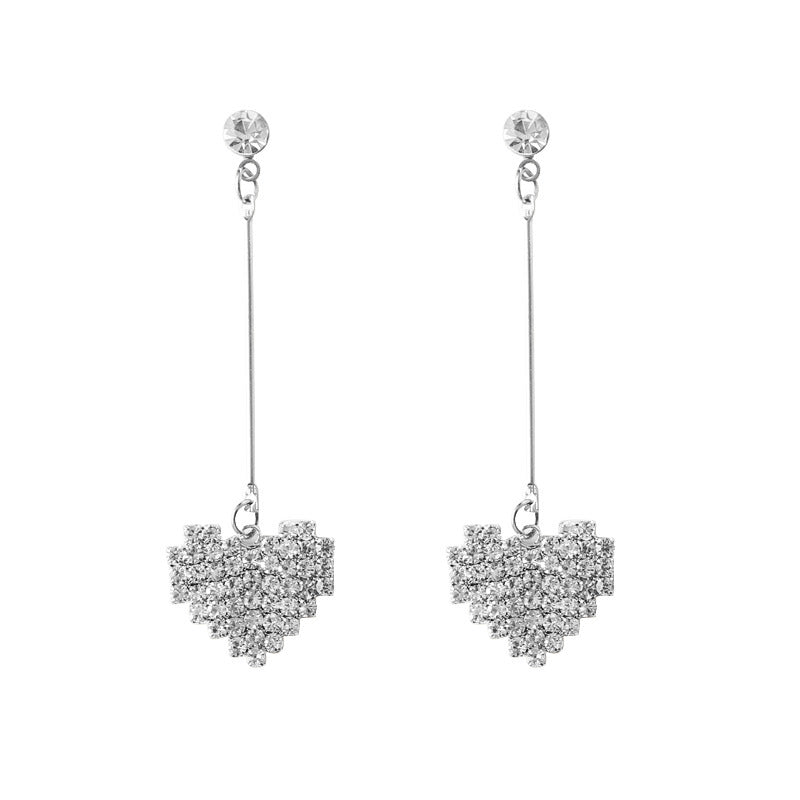 Heart-Shaped Crystal Dangle Earrings Bowlift