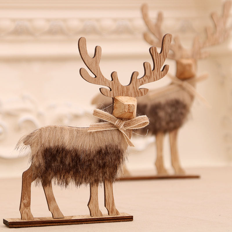 Decorative Wooden Reindeer Figurines Bowlift